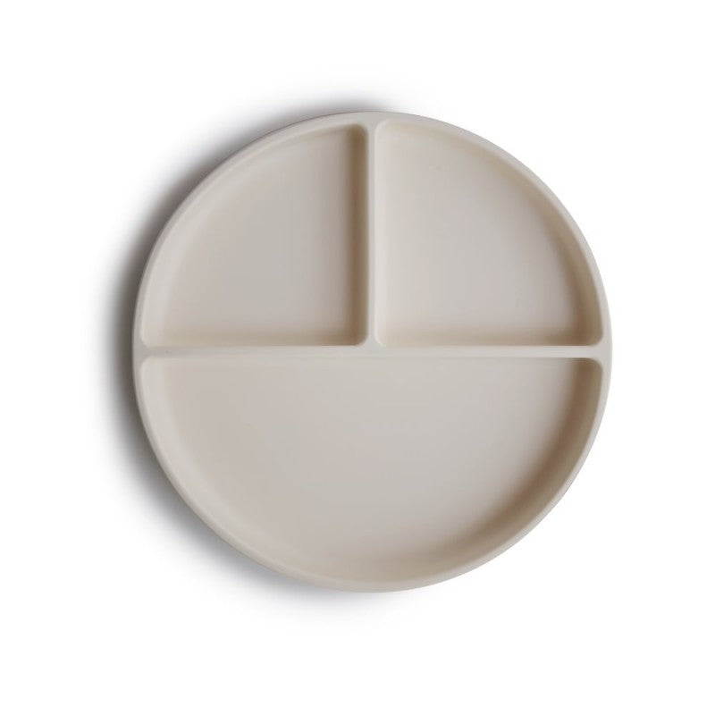 Plato con ventosa con compartimentos solid ivory