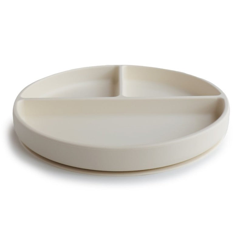 Plato con ventosa con compartimentos solid ivory