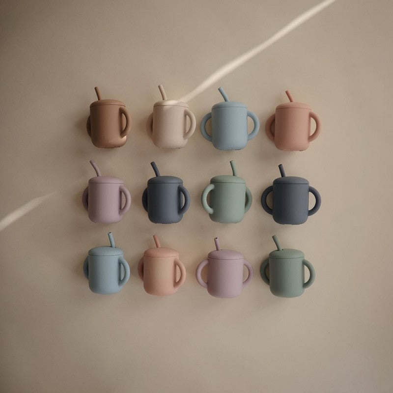 Taza didáctica + pajita silicona solid soft lilac