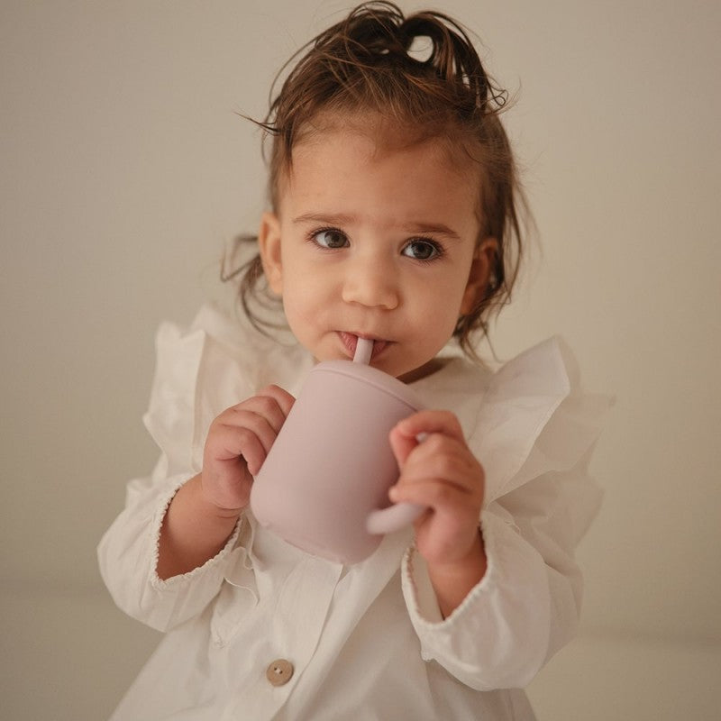 Taza didáctica + pajita silicona solid soft lilac